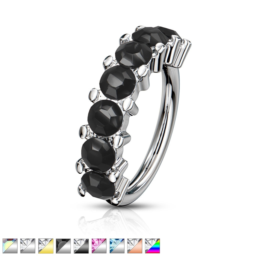 Seven Gem Lined Bendable Hoop