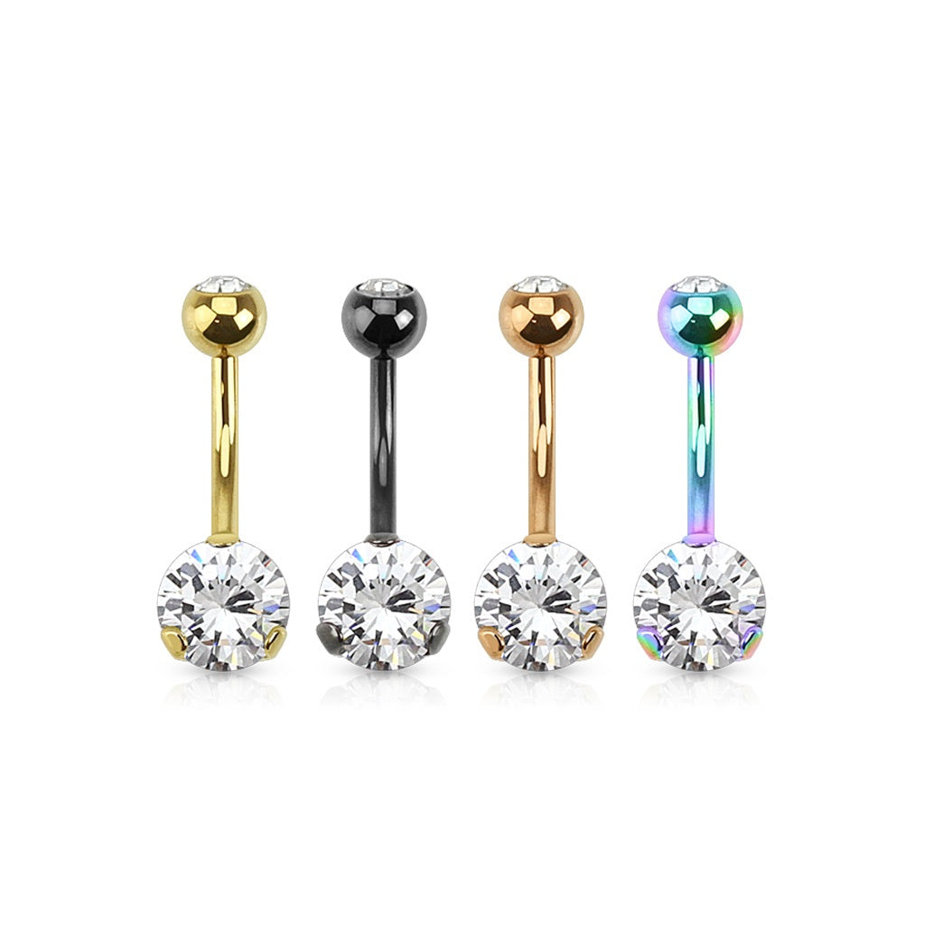 Prong Set CZ Navel Ring