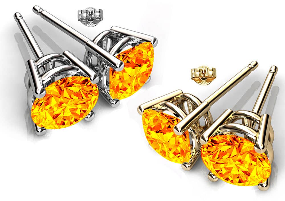Round Cut Swarovski Crystal Solitaire Studs: April-Crystal