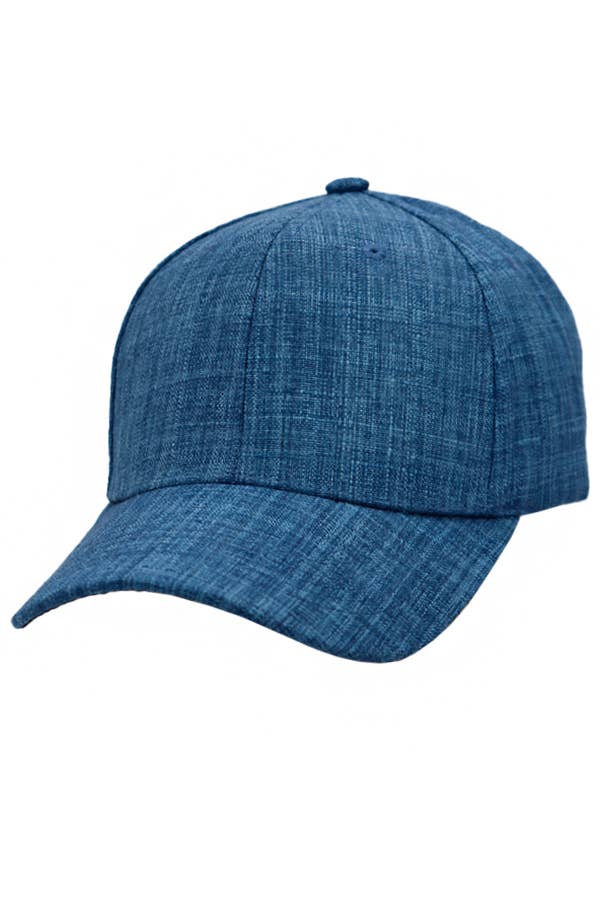 Jute Fabric Six Panel Snap Back Baseball Cap: Black