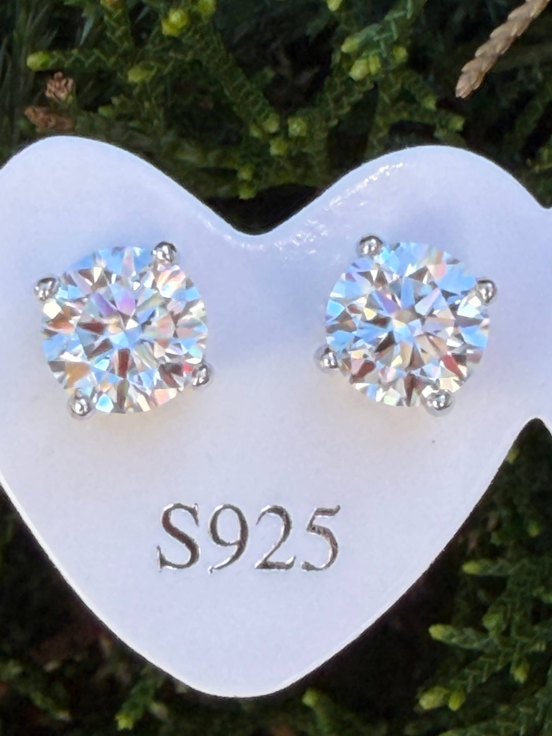 Natural Moissanite Stud Earring with Sterling Silver Posts