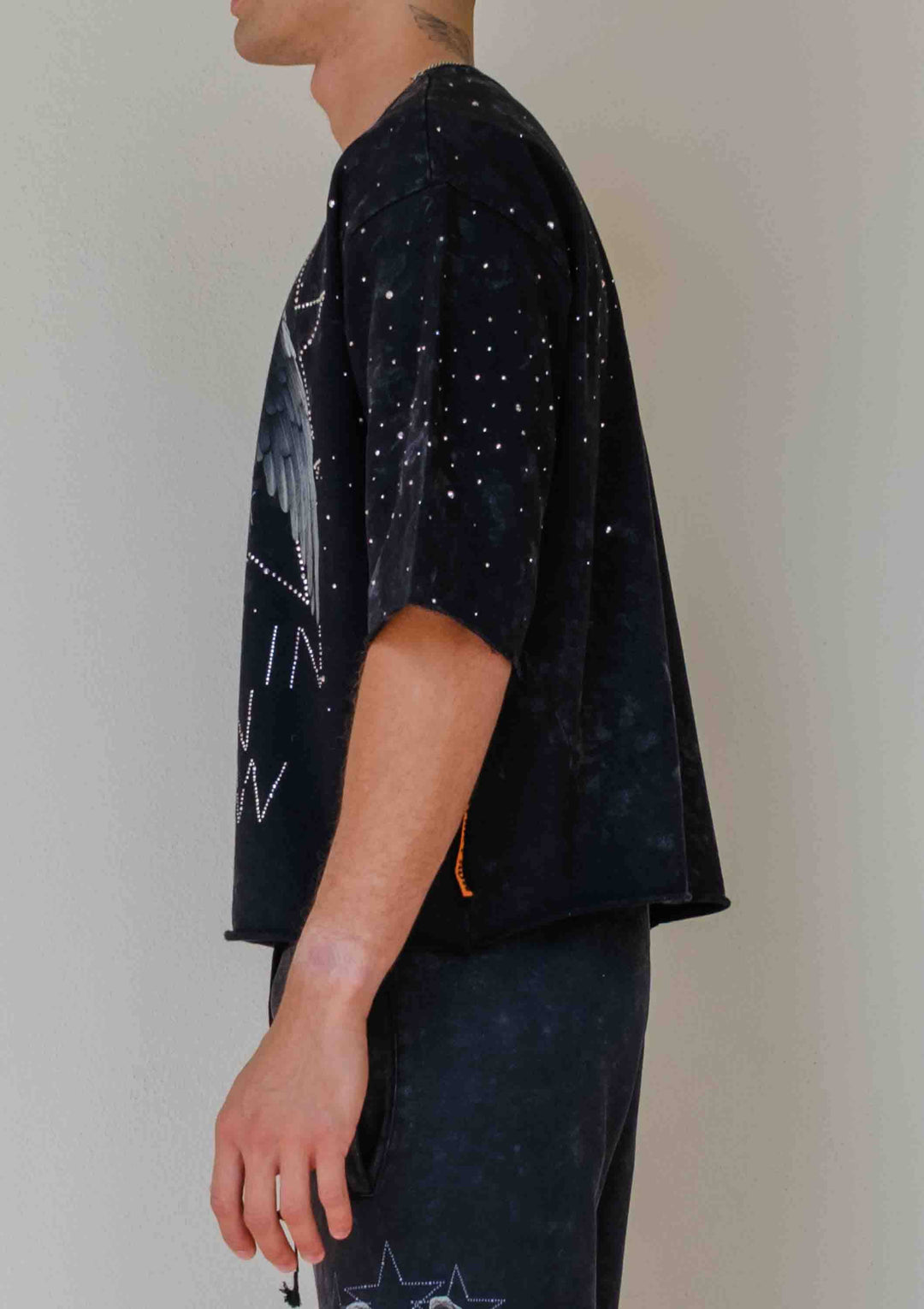 MADE IN HEAVEN SHINING ANGEL CROPPED TEE: Black / M
