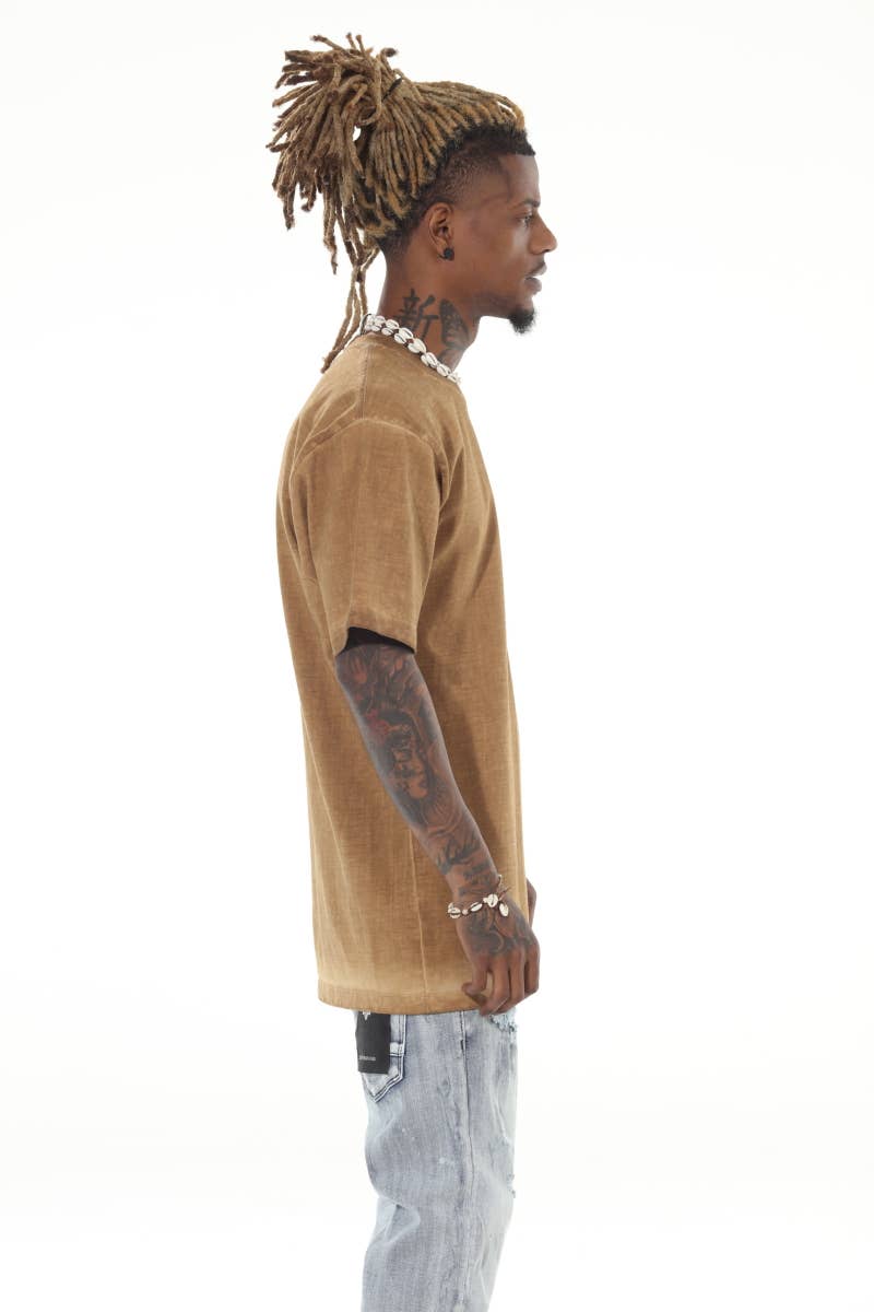 Heavyweight Garment Dyed Khaki Tshirt: 2XL