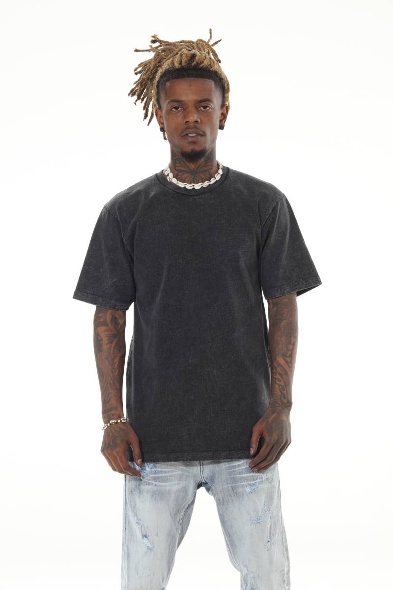 Heavyweight Acid Wash Black Tshirt: XL