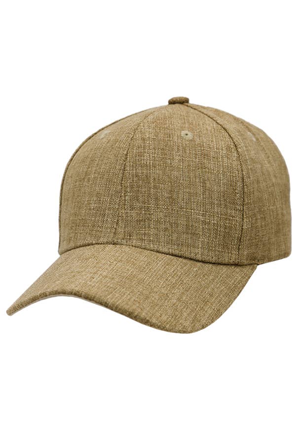 Jute Fabric Six Panel Snap Back Baseball Cap: Black