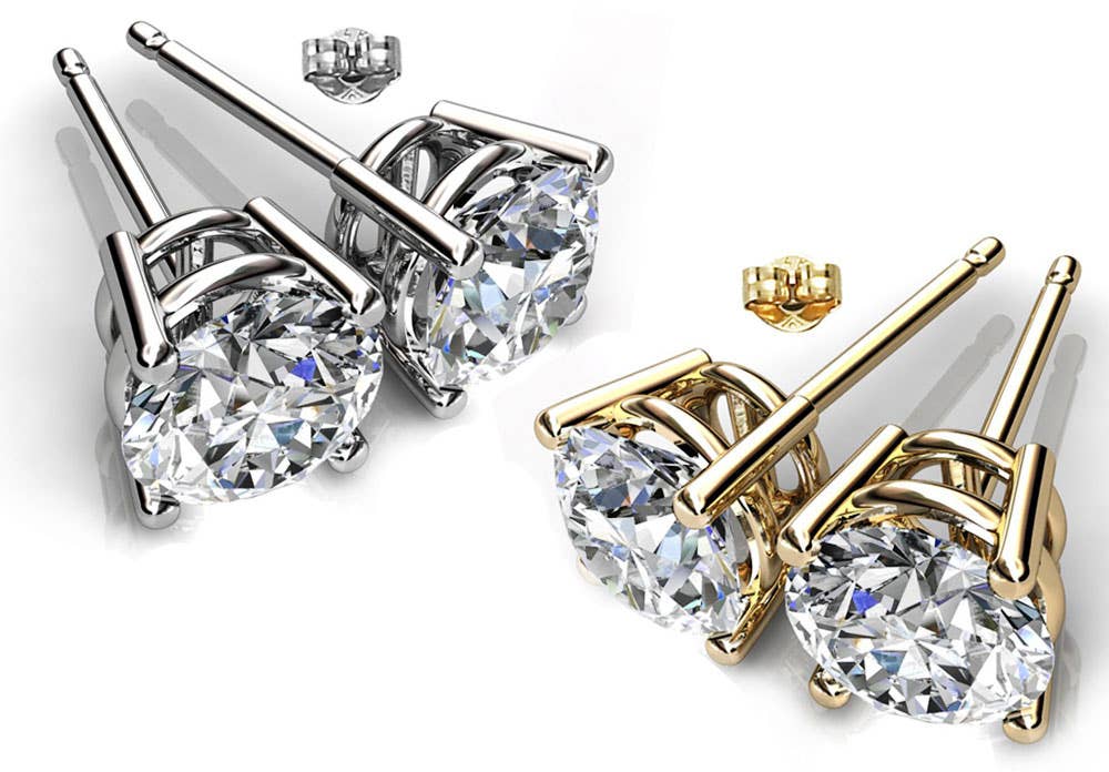 Round Cut Swarovski Crystal Solitaire Studs: April-Crystal