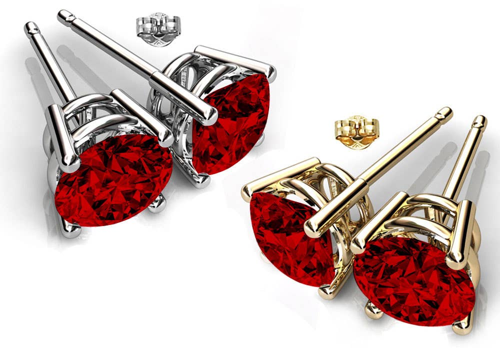 Round Cut Swarovski Crystal Solitaire Studs: April-Crystal