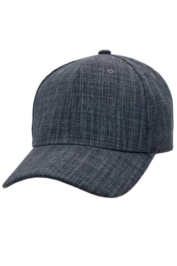 Jute Fabric Six Panel Snap Back Baseball Cap: Black