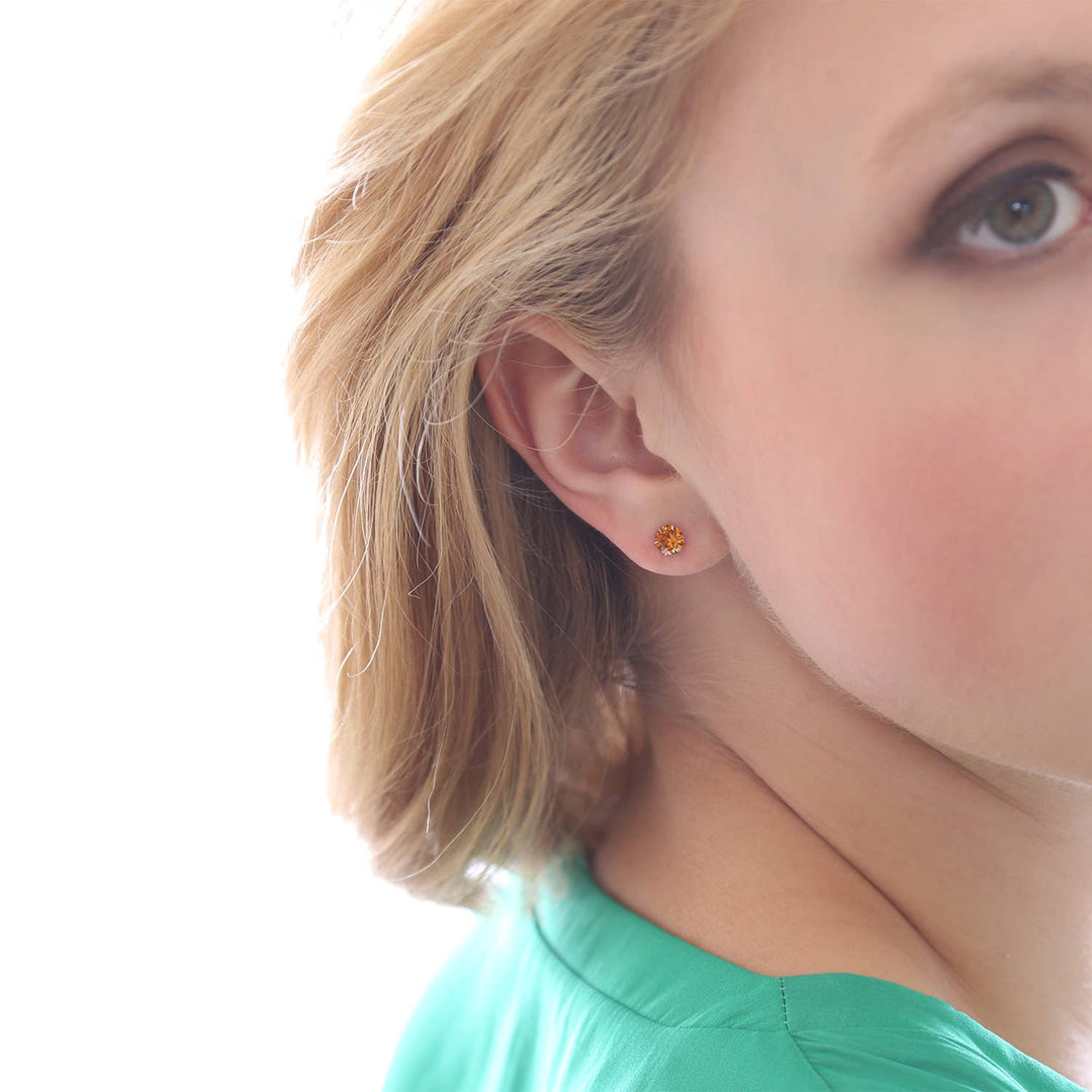 Round Cut Swarovski Crystal Solitaire Studs: April-Crystal