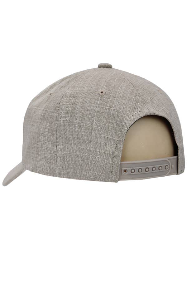 Jute Fabric Six Panel Snap Back Baseball Cap: Black