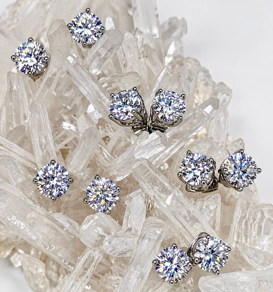 Natural Moissanite Stud Earring with Sterling Silver Posts