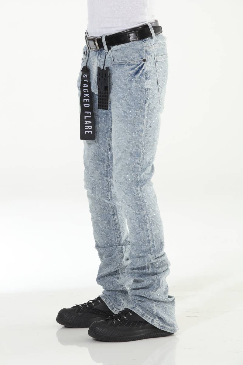 Blue Rhinestone Covered Stacked Flare: 42