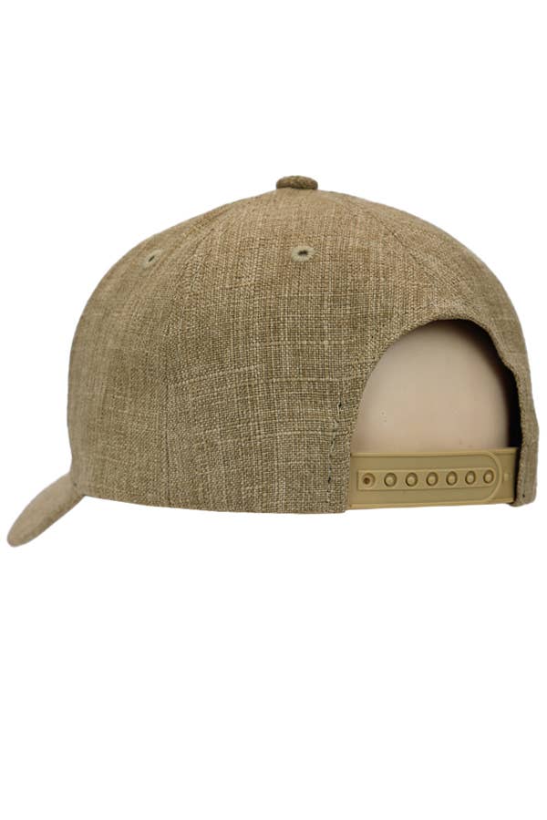 Jute Fabric Six Panel Snap Back Baseball Cap: Black