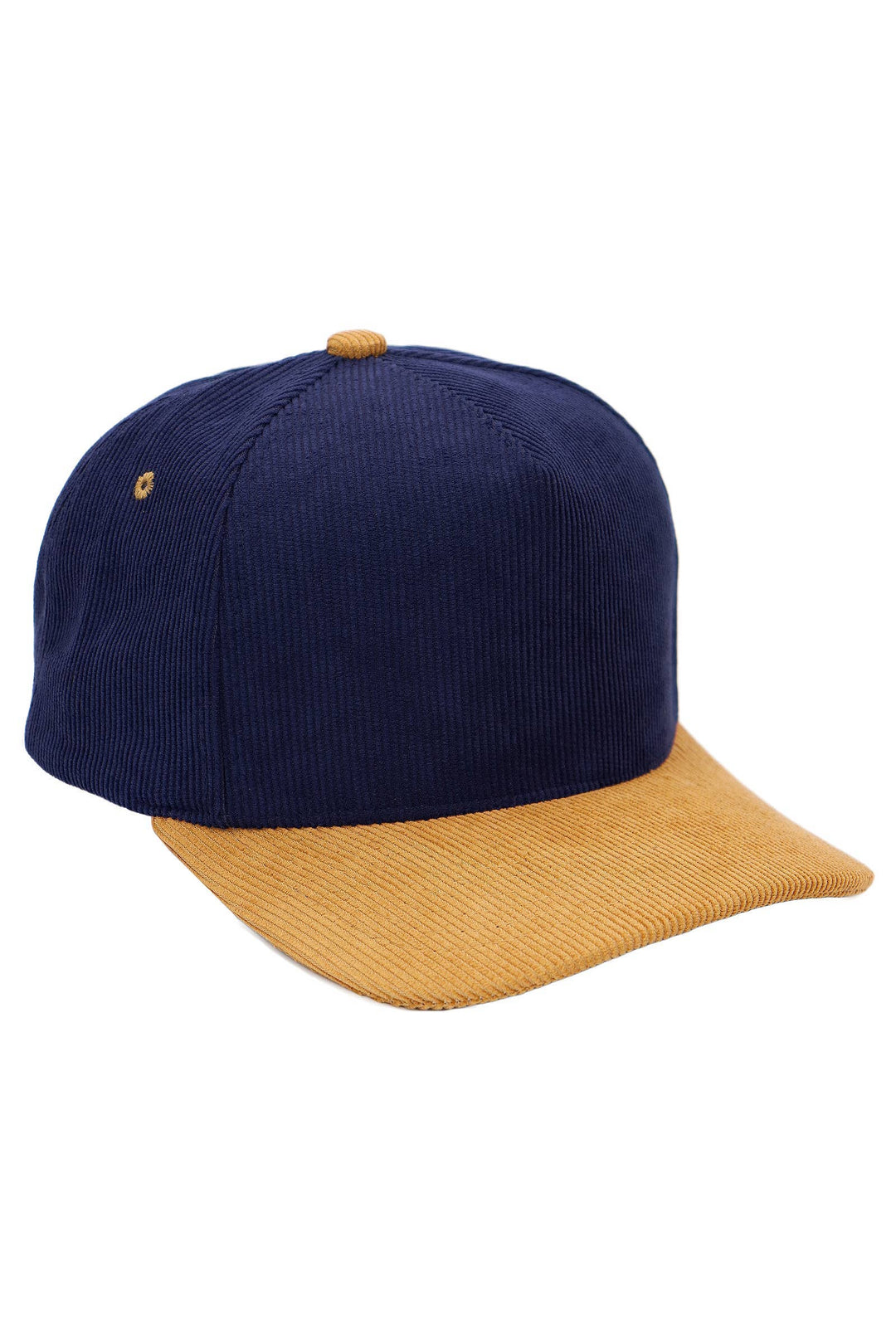 Premium Corduroy Two Tone Baseball Cap: NAVY BLUE/BROWN / ONE SIZE