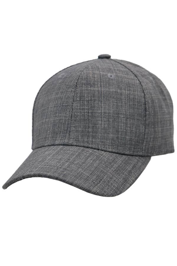 Jute Fabric Six Panel Snap Back Baseball Cap: Black