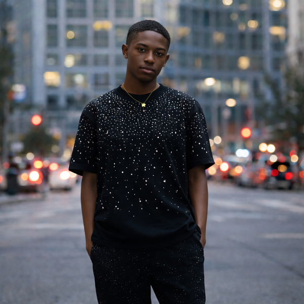 RHINESTONE GALAXY TEE: L