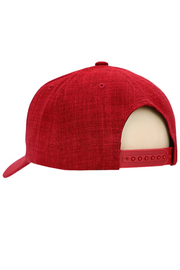 Jute Fabric Six Panel Snap Back Baseball Cap: Black
