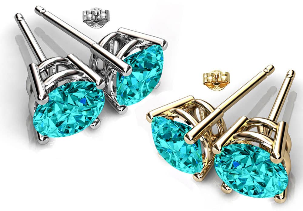 Round Cut Swarovski Crystal Solitaire Studs: April-Crystal