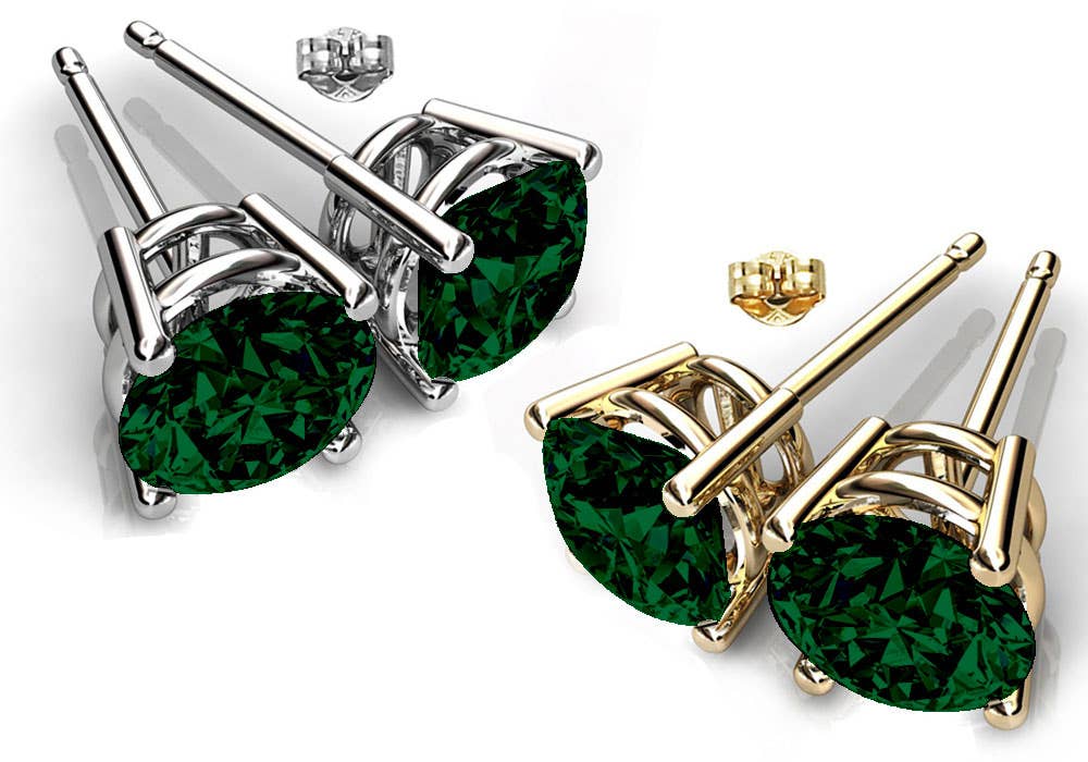 Round Cut Swarovski Crystal Solitaire Studs: April-Crystal