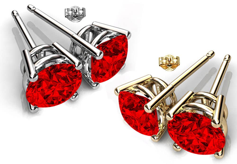 Round Cut Swarovski Crystal Solitaire Studs: April-Crystal