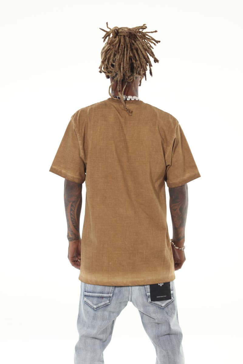 Heavyweight Garment Dyed Khaki Tshirt: L
