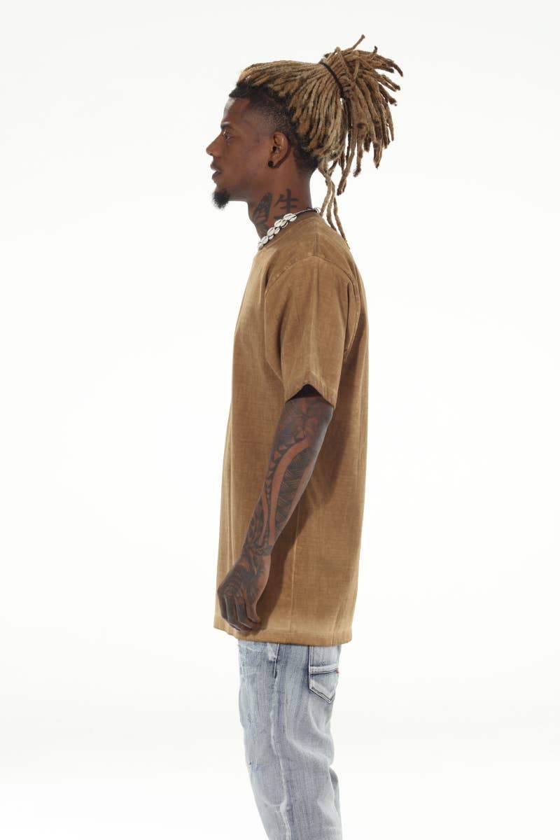 Heavyweight Garment Dyed Khaki Tshirt: M