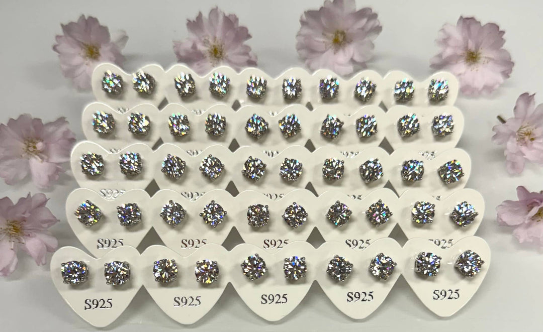 Natural Moissanite Stud Earring with Sterling Silver Posts