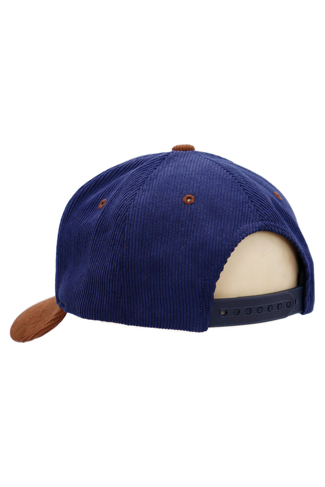Premium Corduroy Two Tone Baseball Cap: NAVY BLUE/BROWN / ONE SIZE