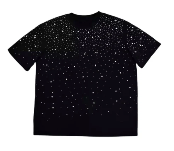 RHINESTONE GALAXY TEE: S