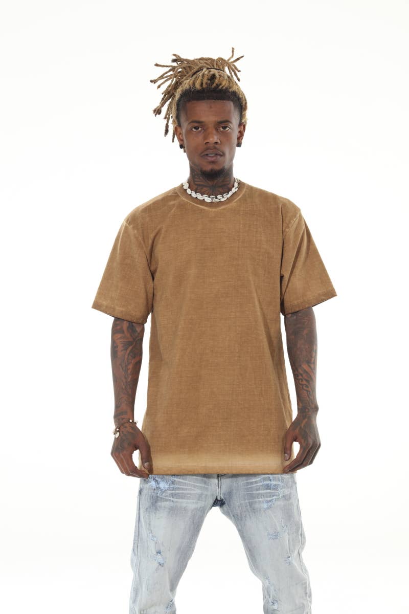 Heavyweight Garment Dyed Khaki Tshirt: 2XL