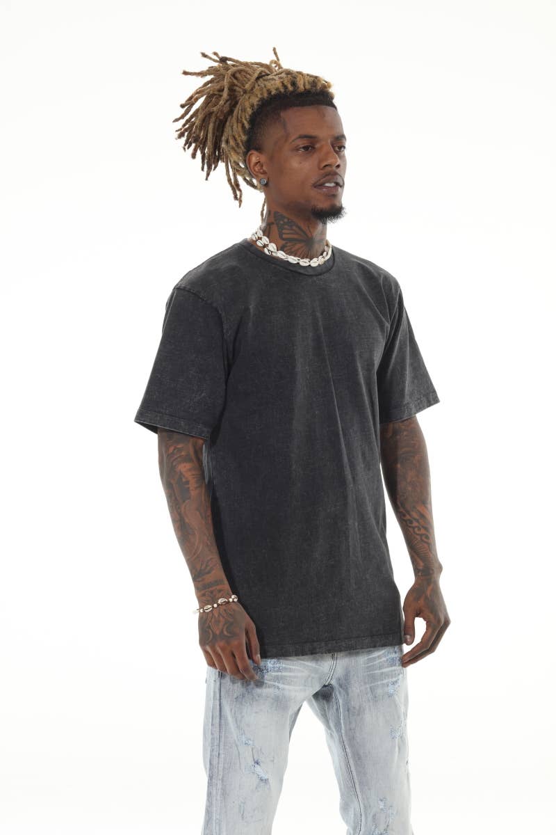 Heavyweight Acid Wash Black Tshirt: XL