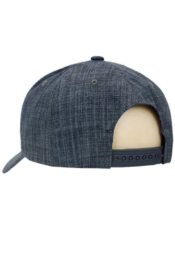 Jute Fabric Six Panel Snap Back Baseball Cap: Black