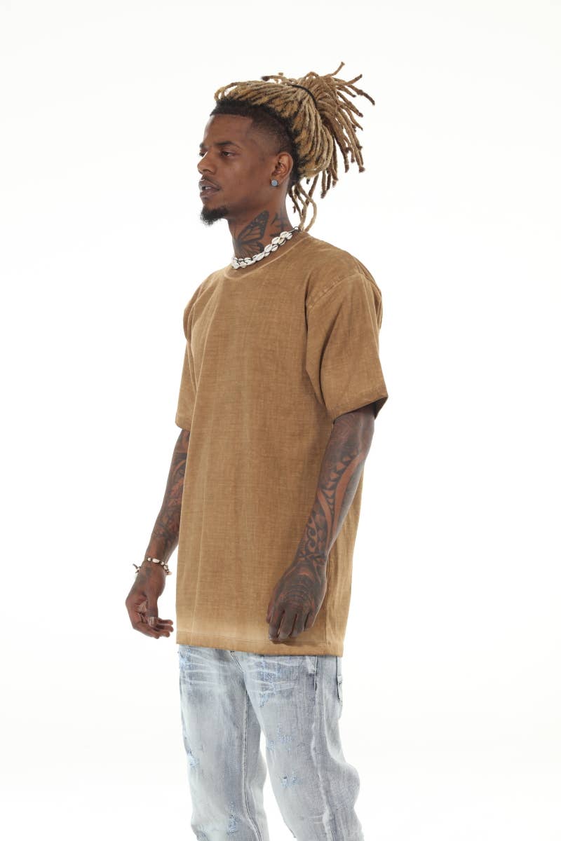 Heavyweight Garment Dyed Khaki Tshirt: M