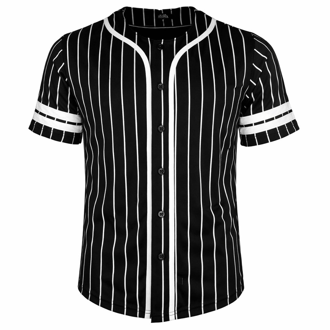 Men's Pinstripe Baseball Jersey Tee: Light Blue/White / S-2XL; 2-4-3-2-1