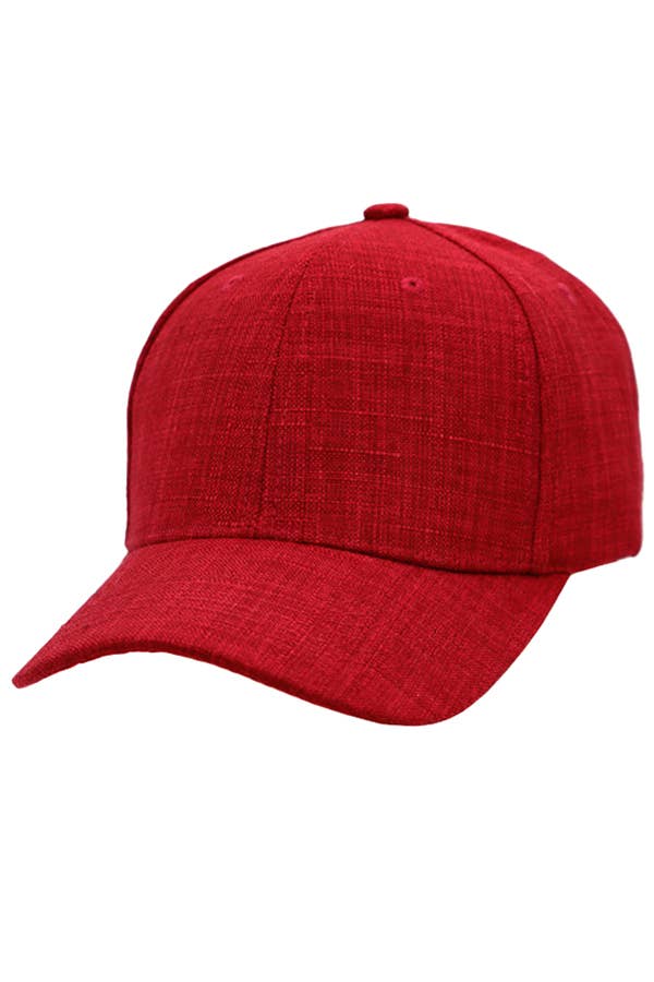 Jute Fabric Six Panel Snap Back Baseball Cap: Black