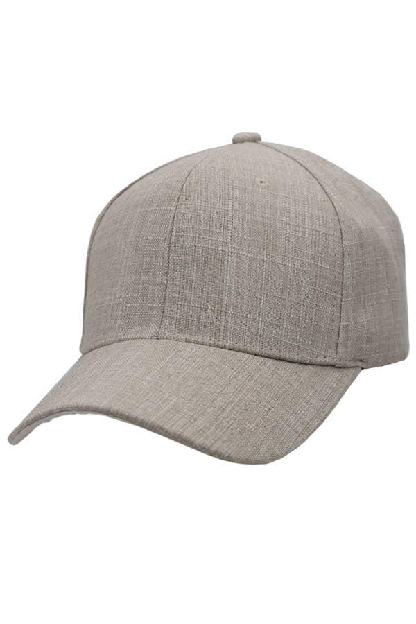 Jute Fabric Six Panel Snap Back Baseball Cap: Black