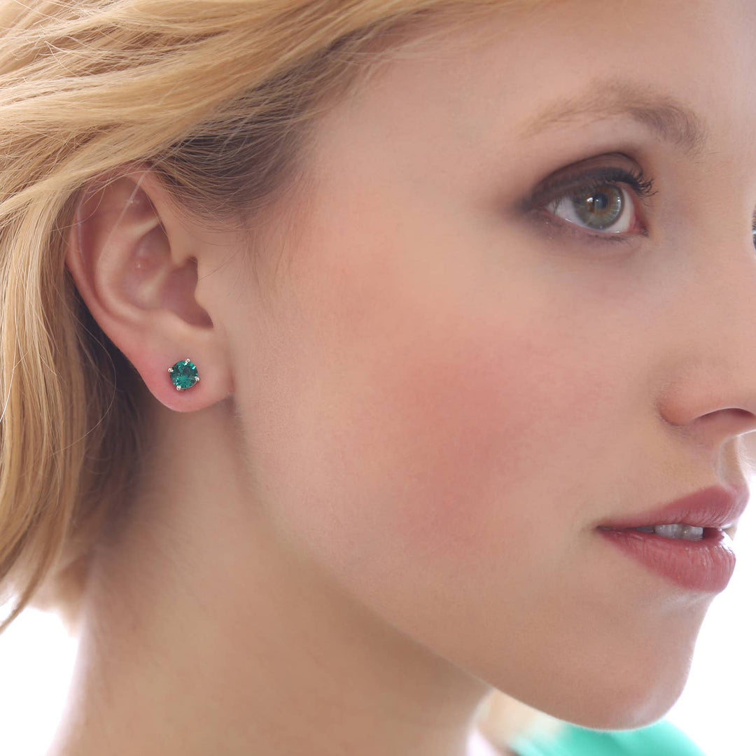 Round Cut Swarovski Crystal Solitaire Studs: April-Crystal