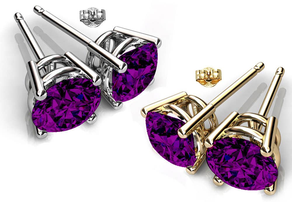 Round Cut Swarovski Crystal Solitaire Studs: April-Crystal