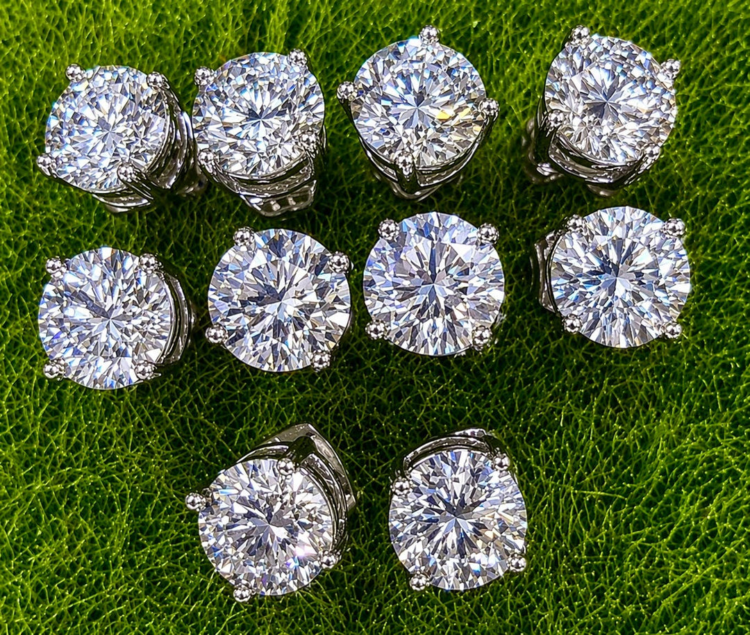Natural Moissanite Stud Earring with Sterling Silver Posts