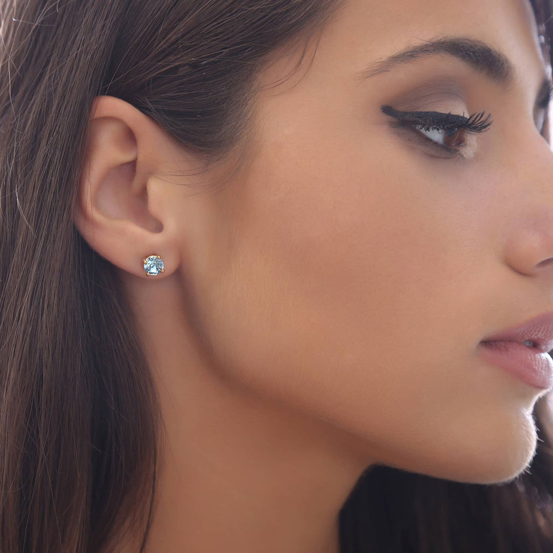 Round Cut Swarovski Crystal Solitaire Studs: April-Crystal