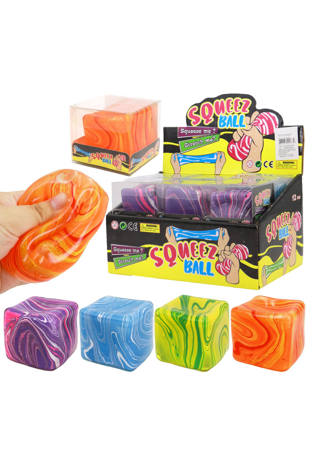 Marbled Cube Putty Filled Squishy - 12 Pcs: ASSORTED / ONE SIZE