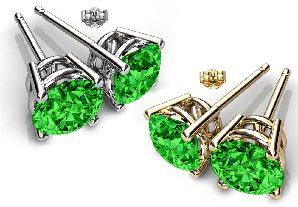 Round Cut Swarovski Crystal Solitaire Studs: April-Crystal