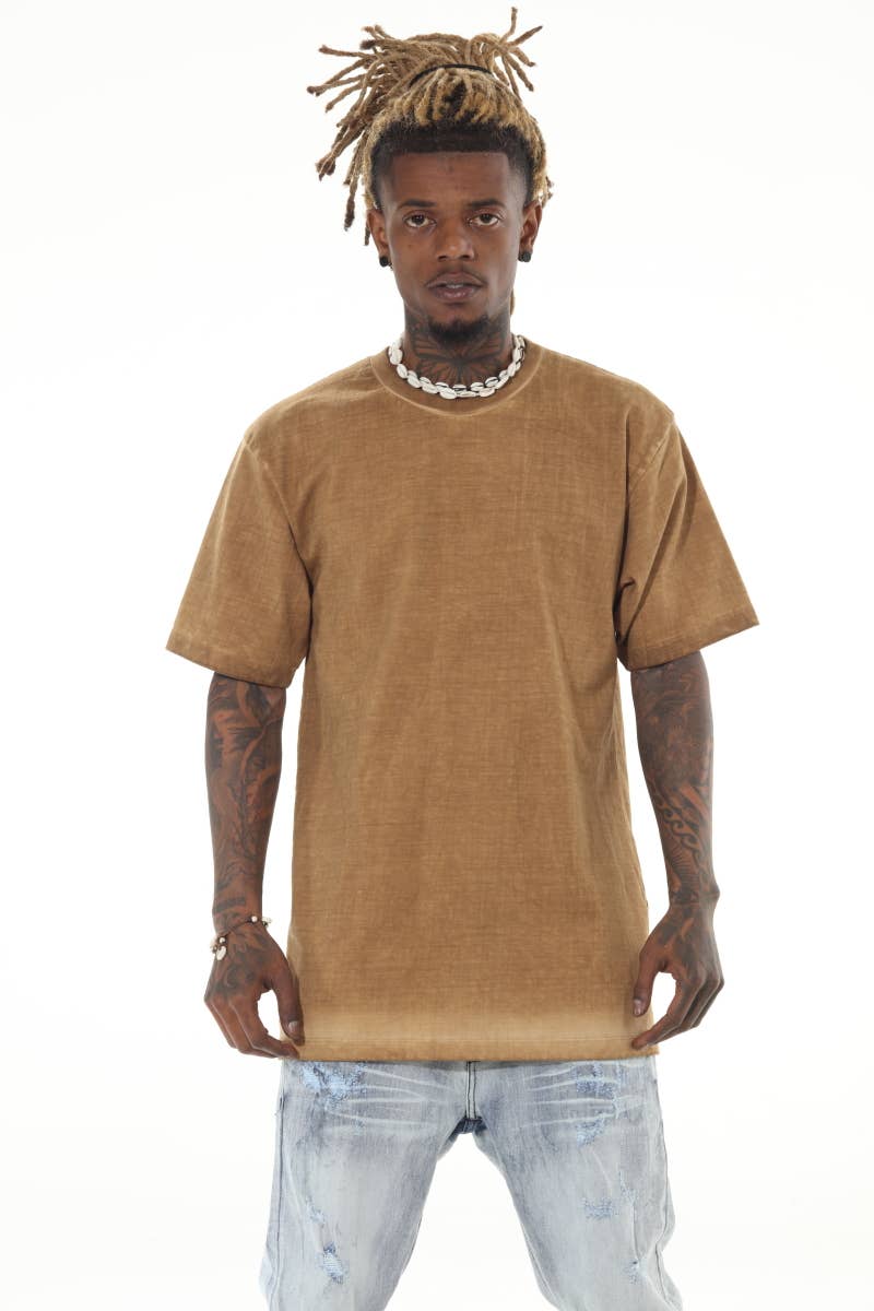 Heavyweight Garment Dyed Khaki Tshirt: S
