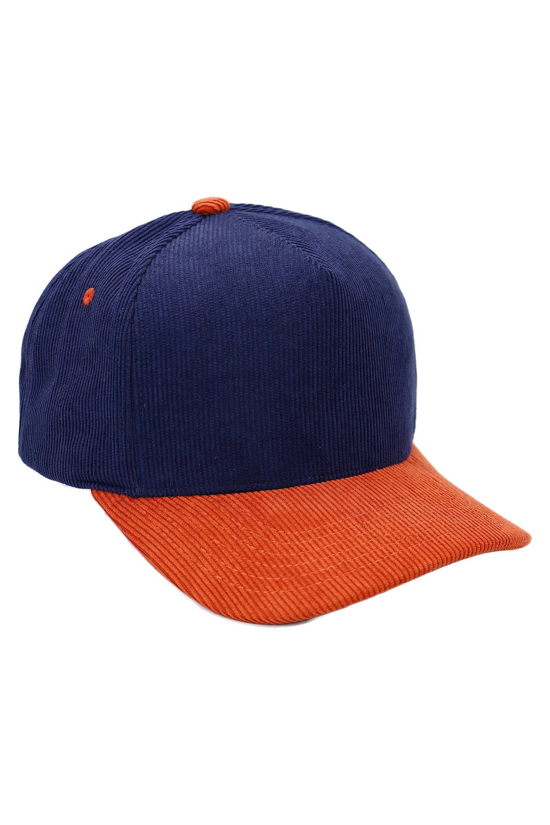Premium Corduroy Two Tone Baseball Cap: NAVY BLUE/BROWN / ONE SIZE