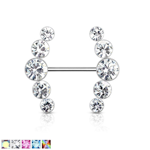 5 Round Crystal Lined Ends Nipple Barbell