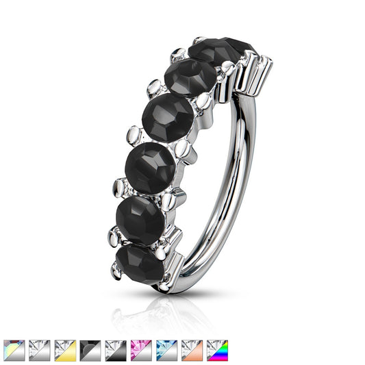 Seven Gem Lined Bendable Hoop