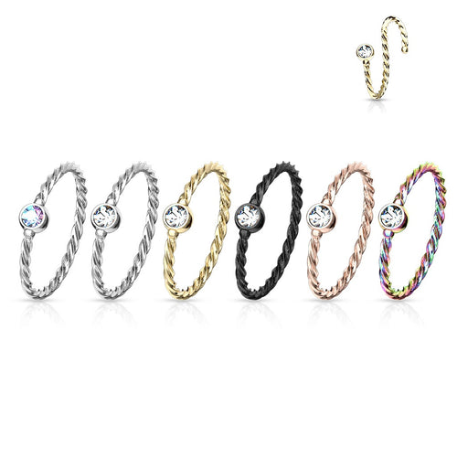 Crystal Set Twisted Rope Bendable Hoops