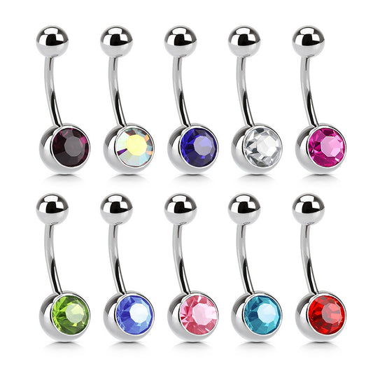 Single Gem Navel Ring
